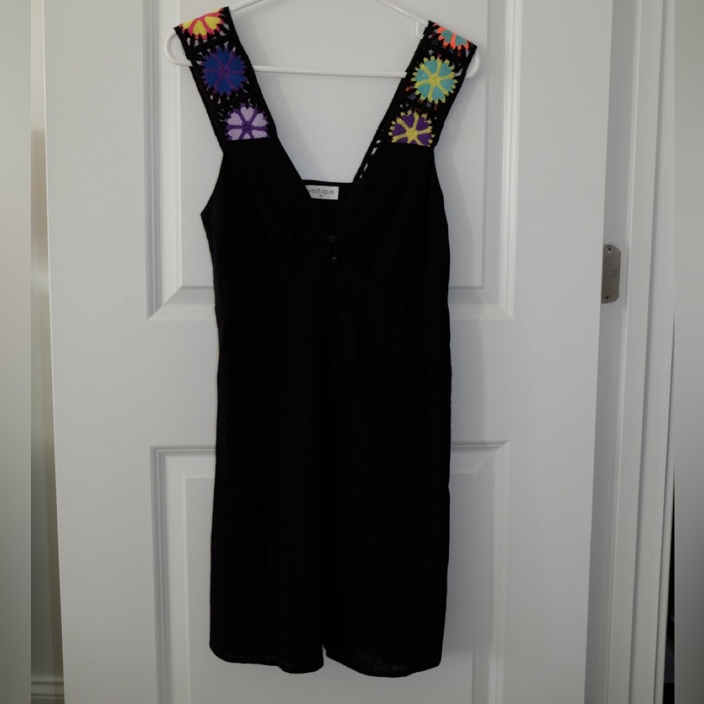Black dress with crochet straps